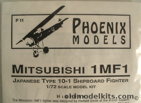 Phoenix 1/72 Mitsubishi 1MF1 Type 10-1 Shipboard Fighter, P11 plastic model kit